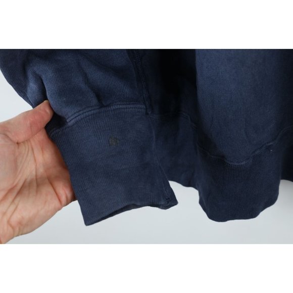 Vintage 80s Champion Reverse Weave 2XL Thrashed Crewneck Sweatshirt Navy USA - Picture 7 of 12